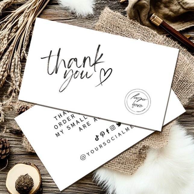 Carte De Visite Merci d'affaires élégant noir et blanc (Business Thank You Elegant Black and White Business Card #zazzlemade #blackwhitethankyoucard #simple)