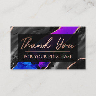 Carte De Visite Merci d'agate d'encre noire bleue pour votre achat