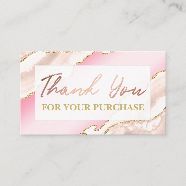 Carte De Visite Merci D'Agencement Rose Vierge Pour Votre Achat (Devant)