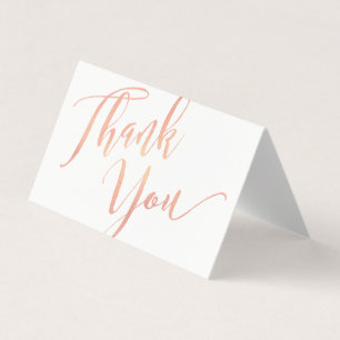 Carte De Visite Merci de calligraphie de police de script or rose