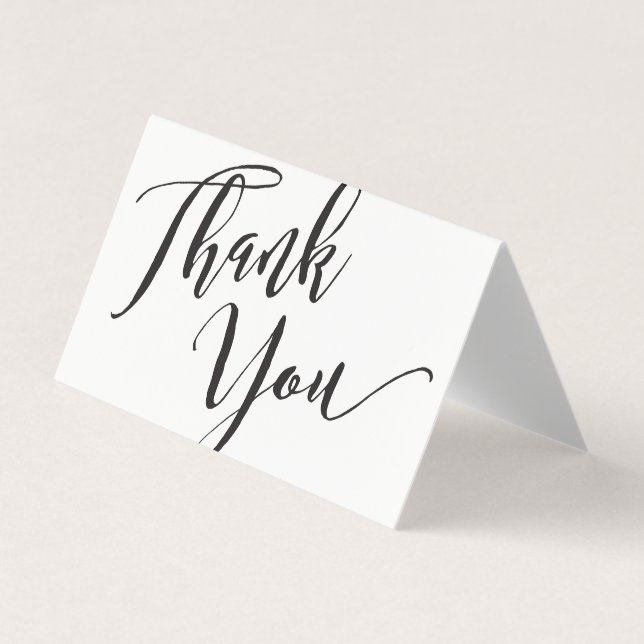 Carte De Visite Merci de calligraphie de police noir blanc (Devant)