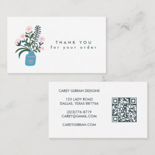 Carte De Visite Merci de commande de code QR VASE FLOWER personnal
