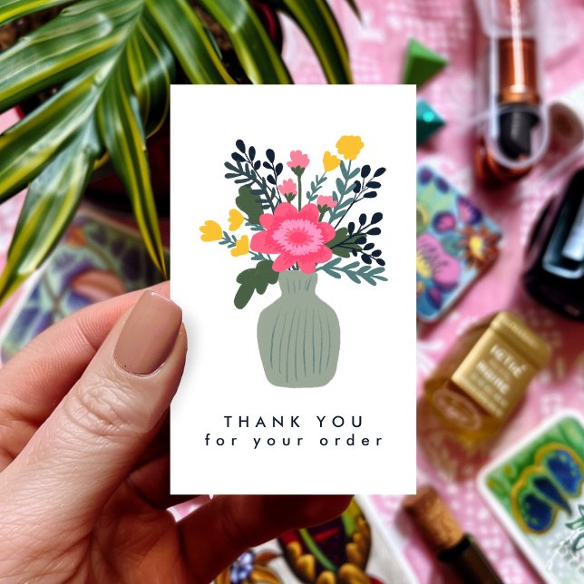 Carte De Visite Merci de commande de code QR VASE FLOWER personnal (FLOWER VASE QR Code Order Thank You Custom Business Card
)