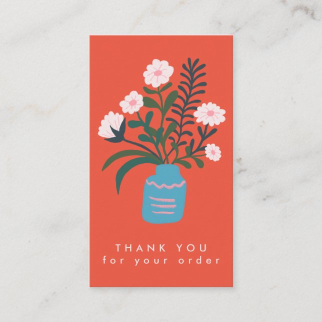 Carte De Visite Merci de commande de code QR VASE FLOWER personnal (Devant)