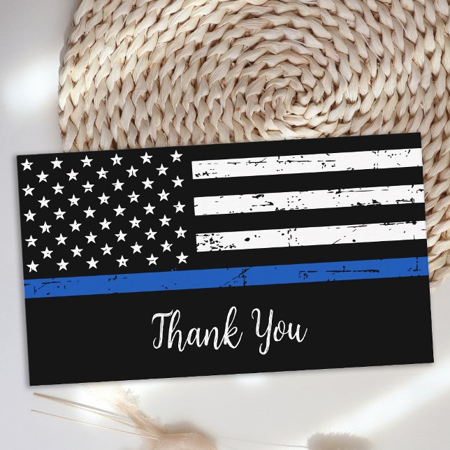 Carte De Visite Merci de police personnalisé mince ligne bleue (Créateur téléchargé)