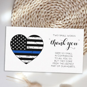 Carte De Visite Merci de police Thin Ligne bleue Drapeau Coeur