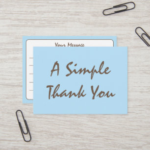 Carte De Visite Merci de script simple Sky Blue