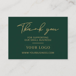 Carte De Visite Merci d'emballage du logo d'entreprise Green & Gol