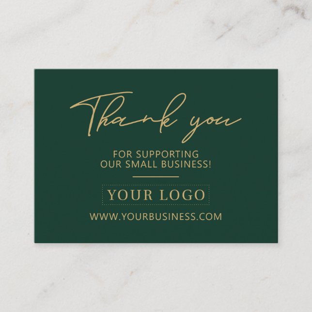 Carte De Visite Merci d'emballage du logo d'entreprise Green & Gol (Devant)