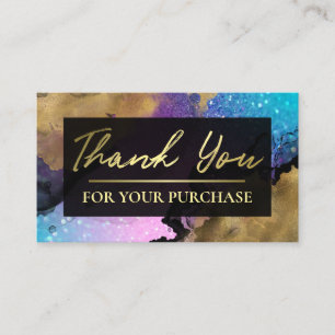 Carte De Visite Merci D'Encre D'Or Glam Galaxy Pour Votre Achat