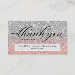 Carte De Visite Merci d'entreprise moderne Rose Gold Silver Partie