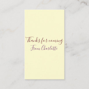 Carte De Visite merci d'être venu nom du texte message jaune pas