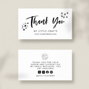 Carte De Visite Merci Doodle Stars Blanc Petite Entreprise 