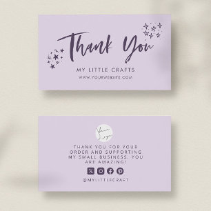Carte De Visite Merci Doodle Stars Entreprise Pourpre Petit Commer
