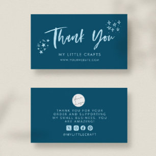 Carte De Visite Merci Doodle Stars Entreprise Teal de Petite Taill