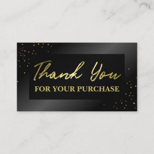 Carte De Visite Merci d'or noir fin pour votre achat