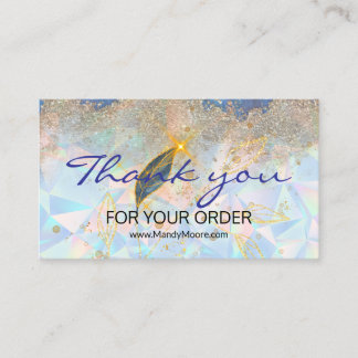 Carte De Visite merci Elegant Blue & Gold Floral