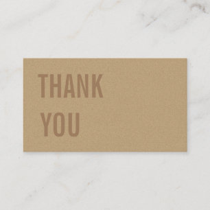 Carte De Visite Merci et remise minimaliste en papier Kraft Brown