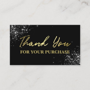Carte De Visite Merci Gold Parties scintillant Noir Pour Votre Ach