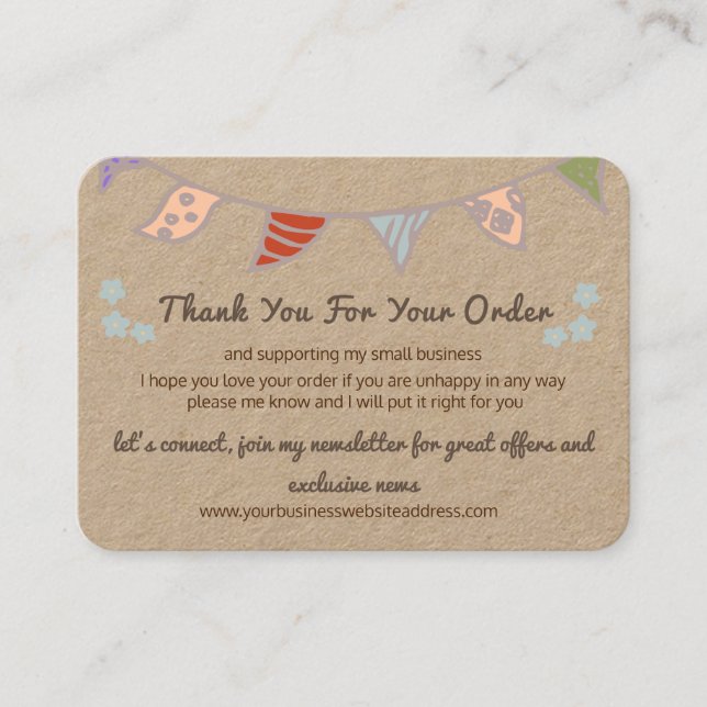 Carte De Visite Merci Kraft pour drapeau mignon pour votre command (Devant)