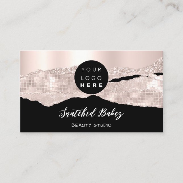Carte De Visite Merci Logo QR Code Boutique en ligne Rose noir (Devant)