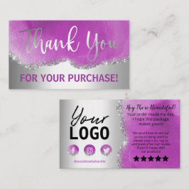 Carte De Visite Merci mauve argenté