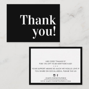 Carte De Visite MERCI moderne business insert serif noir blanc