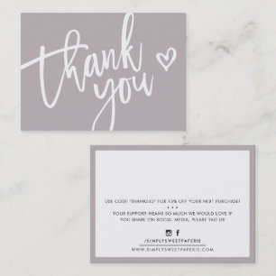 Carte De Visite MERCI moderne business insert tag smoky mauve