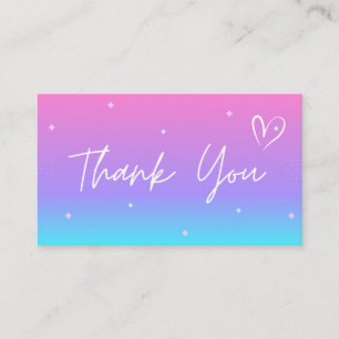 Carte De Visite Merci moderne rose violet bleu Ombre dégradé