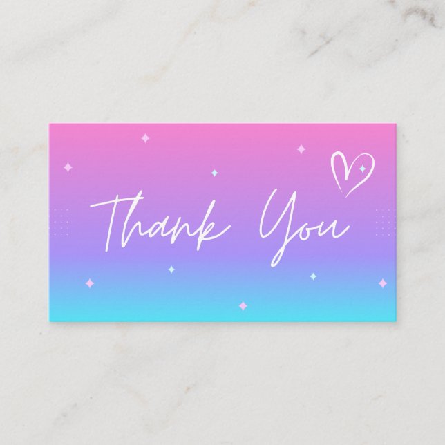 Carte De Visite Merci moderne rose violet bleu Ombre dégradé (Devant)