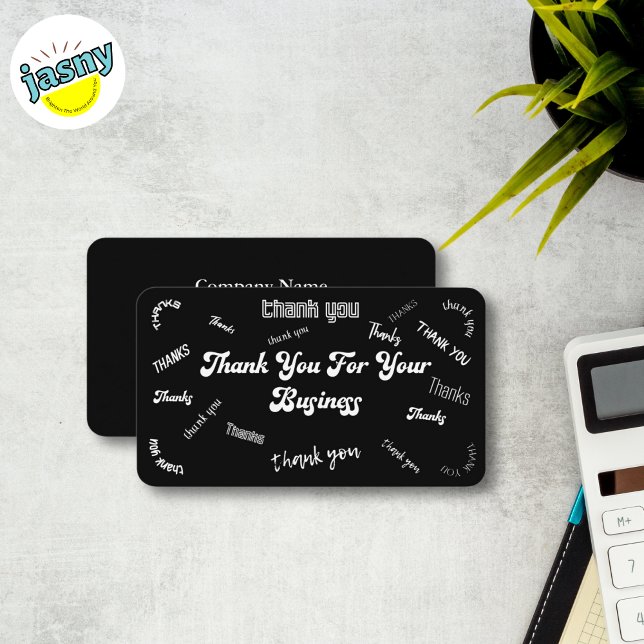 Carte De Visite Merci noir et blanc Insertion/Carte de visite (Créateur téléchargé)