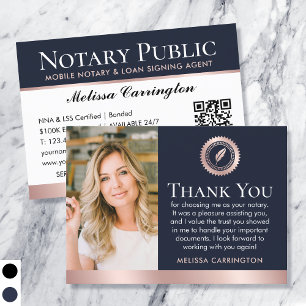 Carte De Visite Merci Notaire Public Photo Rose Or Marine Bleu