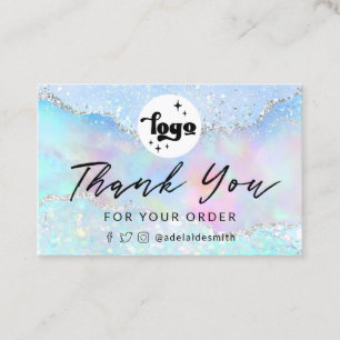 Carte De Visite merci pastel faux parties scintillant