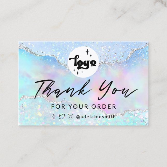 Carte De Visite merci pastel faux parties scintillant (Devant)