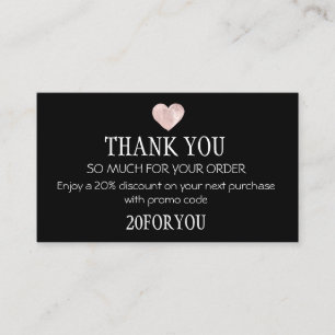 Carte De Visite Merci POUR L'ACHAT Codes d'escompte d'instantané