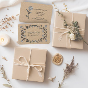 Carte De Visite MERCI pour ORDER Chic Elegant Rose Frame Kraft