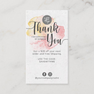 Carte De Visite Merci pour soutenir mon entreprise
