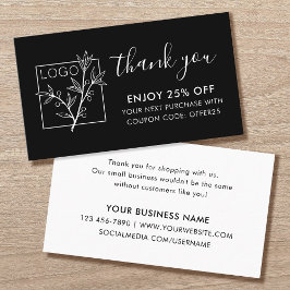 Carte De Visite Merci pour votre achat Logo personnalisé noir