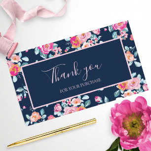 Carte De Visite Merci Pour Votre Achat Rose Roses Floral
