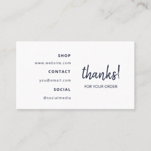 Carte De Visite Merci pour votre commande   bleu marine