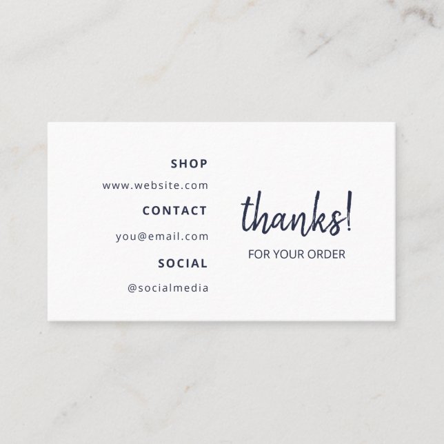 Carte De Visite Merci pour votre commande | bleu marine (Devant)