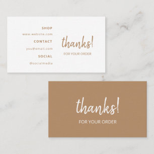 Carte De Visite Merci pour votre commande BROWN