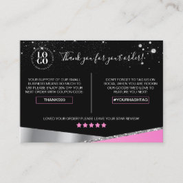 Carte De Visite Merci Pour Votre Commande Glam Pink Diamond