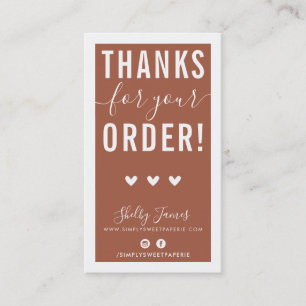 Carte De Visite Merci POUR VOTRE COMMANDE insérer l'argile moderne