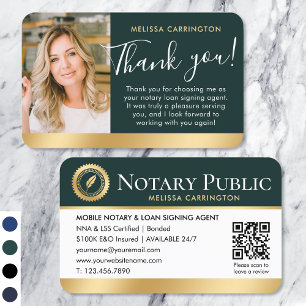 Carte De Visite Merci public Notaire Photo QR Code Vert Or
