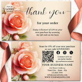 Carte De Visite Merci Rose Élégant Pour Votre Commande