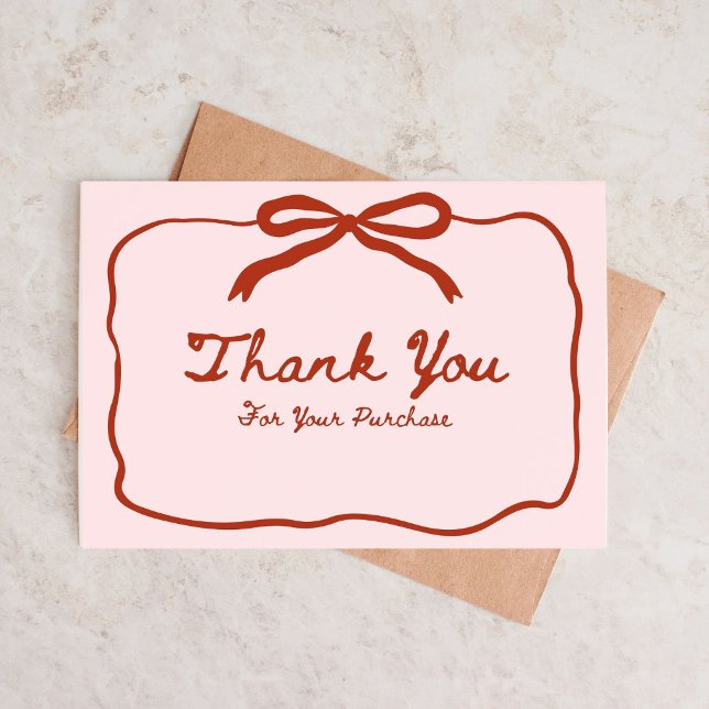 Carte De Visite Merci rose et rouge pour votre commande (Thank you card pink and red aesthetic. )
