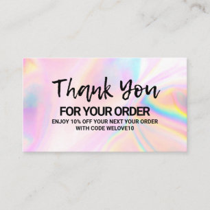 Carte De Visite Merci Rose Holographique instagram Remise