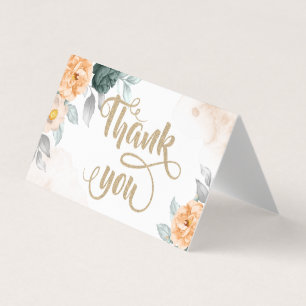 Carte De Visite Merci Rose vert aquarelle