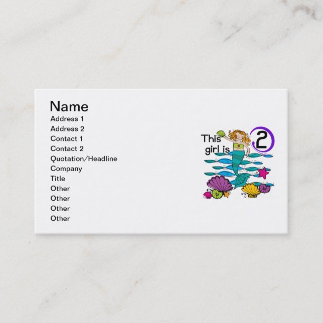 Carte De Visite Mermaid 2e Anniversaire Tshirts et cadeaux (Devant)